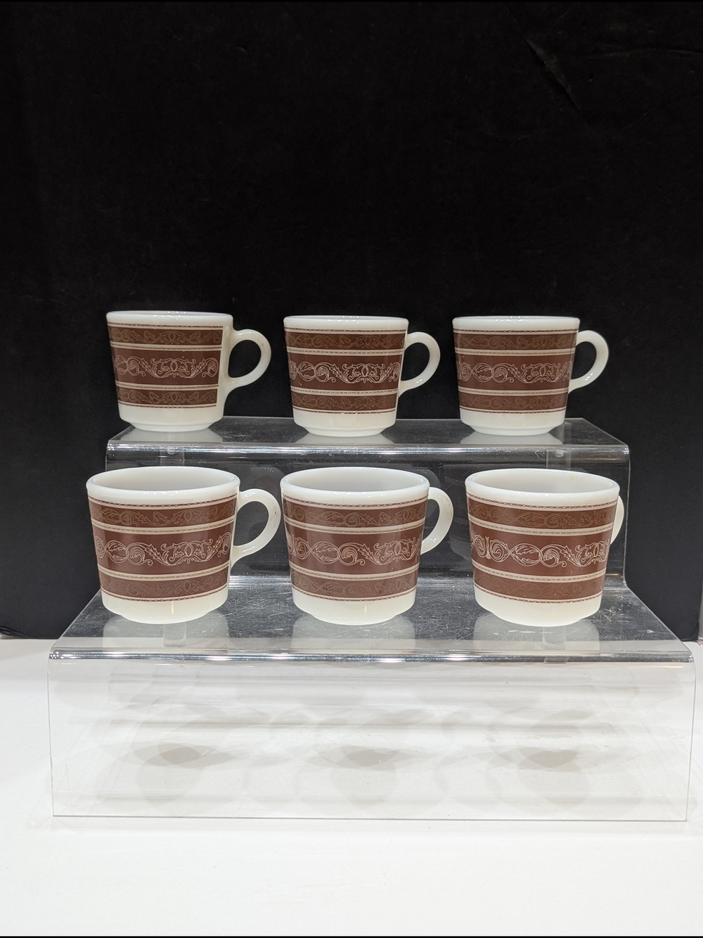 6pc Set Vintage PYREX Bronze Dinnerware Restaurant Style Coffee Tea Mugs Cups
